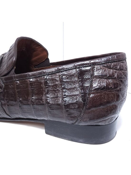 Los Altos Caiman Crocodile Belly Loafers – Brown, Size 13 main image 8